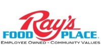 RaysPlaceLogo_200x110 Ray's Food Place Logo - Ray's in Red Script; Food Place in bright blue all caps below Ray's and "Employee owned - community valued" in smaller black letters below all.