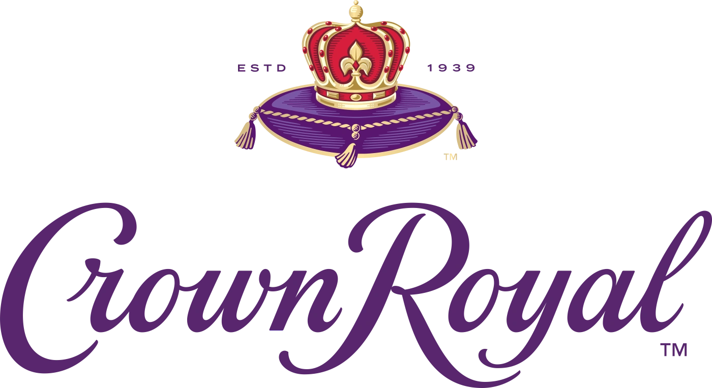 Crown Royal logo featuring a purple and gold design with a stylized crown above the brand name.